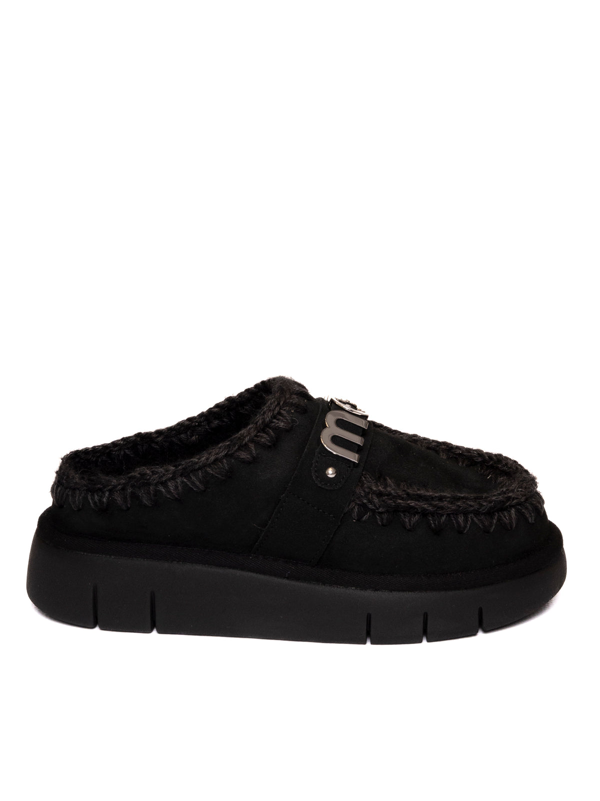 MOU Sabot montone nero<BR/> BOUNCE CLOG METAL LOGO 531001A-BKBK 