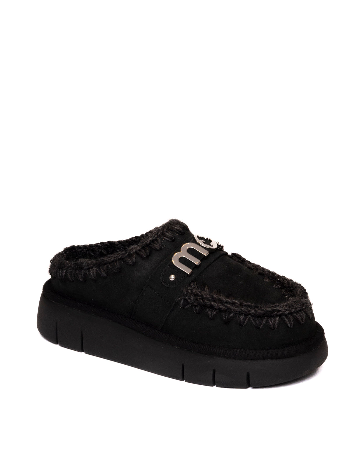 MOU Sabot montone nero<BR/> BOUNCE CLOG METAL LOGO 531001A-BKBK 