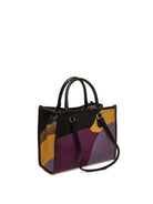 Borsa shopper in tessuto jacquard e pelle MY-BEST BAG vista posteriore a tre quarti