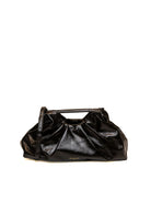 Borsa pouch Janine in pelle nera MY-BEST BAG vista di fronte con tracolla estesa