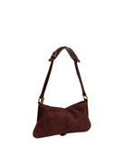 Borsa hobo in camoscio bordeaux MY-BEST BAG con angoli in pelle vista posteriore