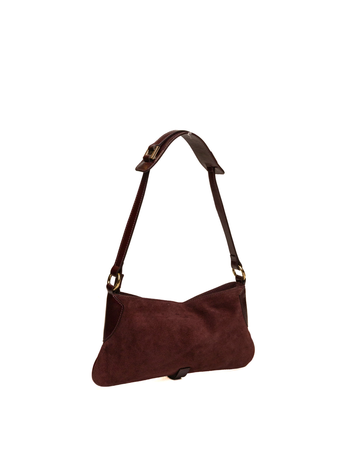 Borsa hobo in camoscio bordeaux MY-BEST BAG con angoli in pelle vista posteriore
