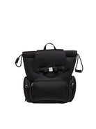 Zaino nero in lycra SAVE MY BAG vista frontale con tre tasche zippate e patta