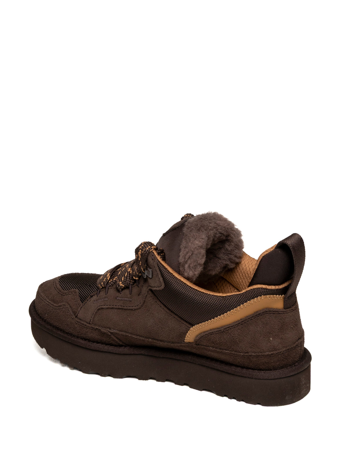 Sneaker Lowmel UGG moro vista posteriore con contrafforte in camoscio e fodera interna