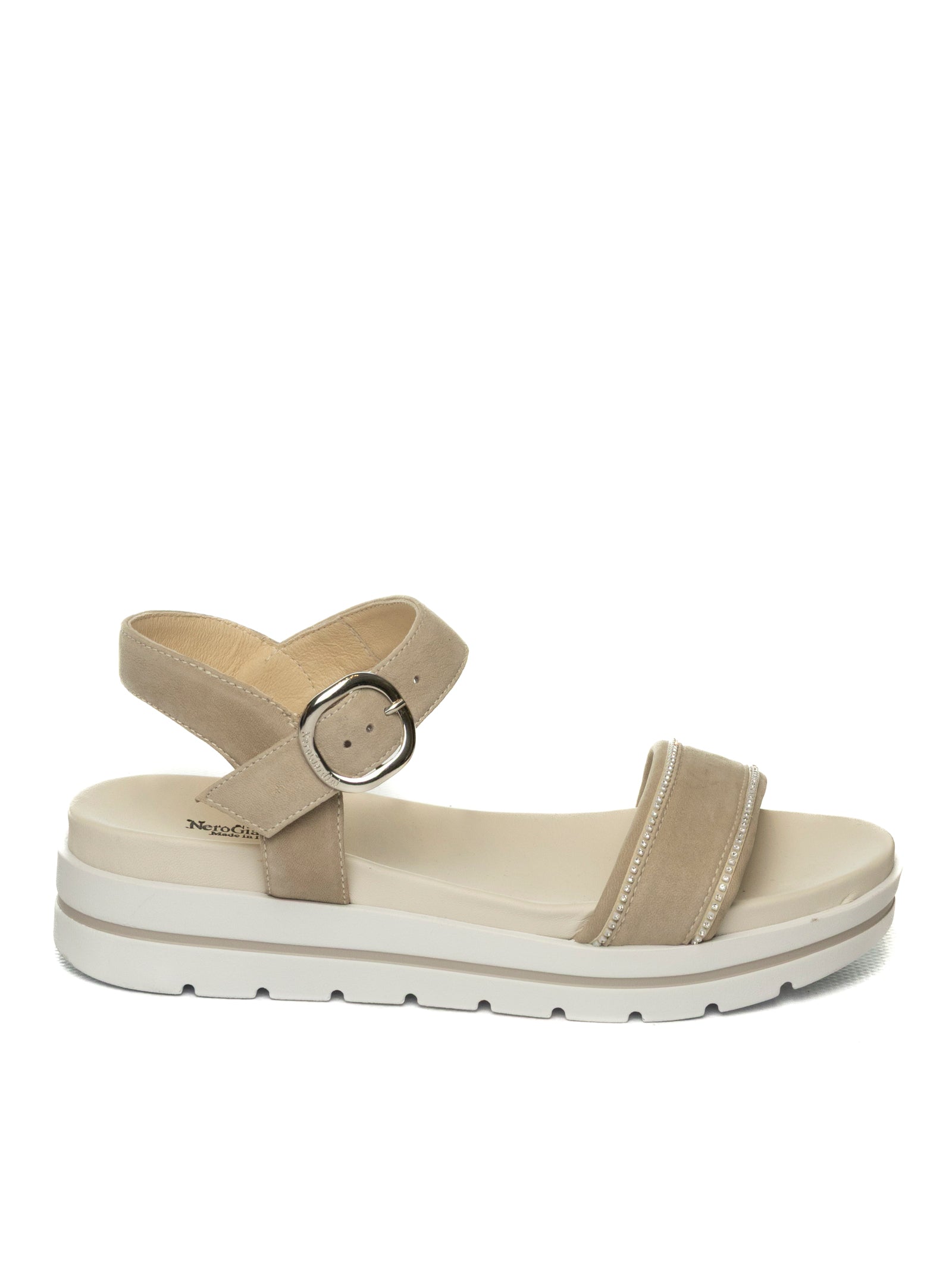 NERO GIARDINI Sandalo camoscio avorio 307813 SIERRA-NEBBIA 