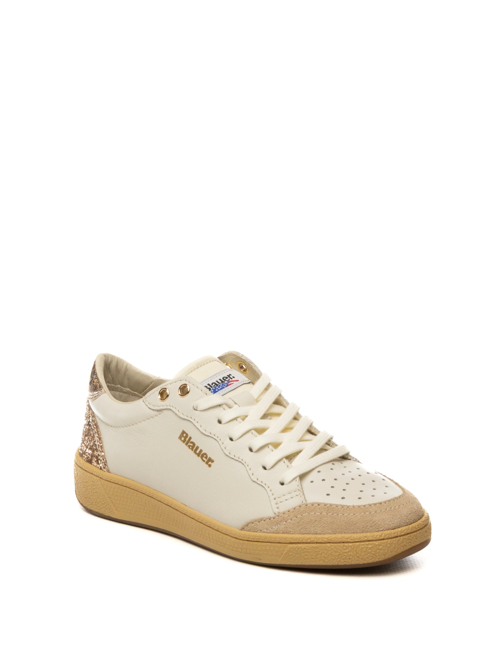 BLAUER Sneaker olympia pelle bianco/oro OLYMPIA2.0 PELLE-WHI/PLAT 