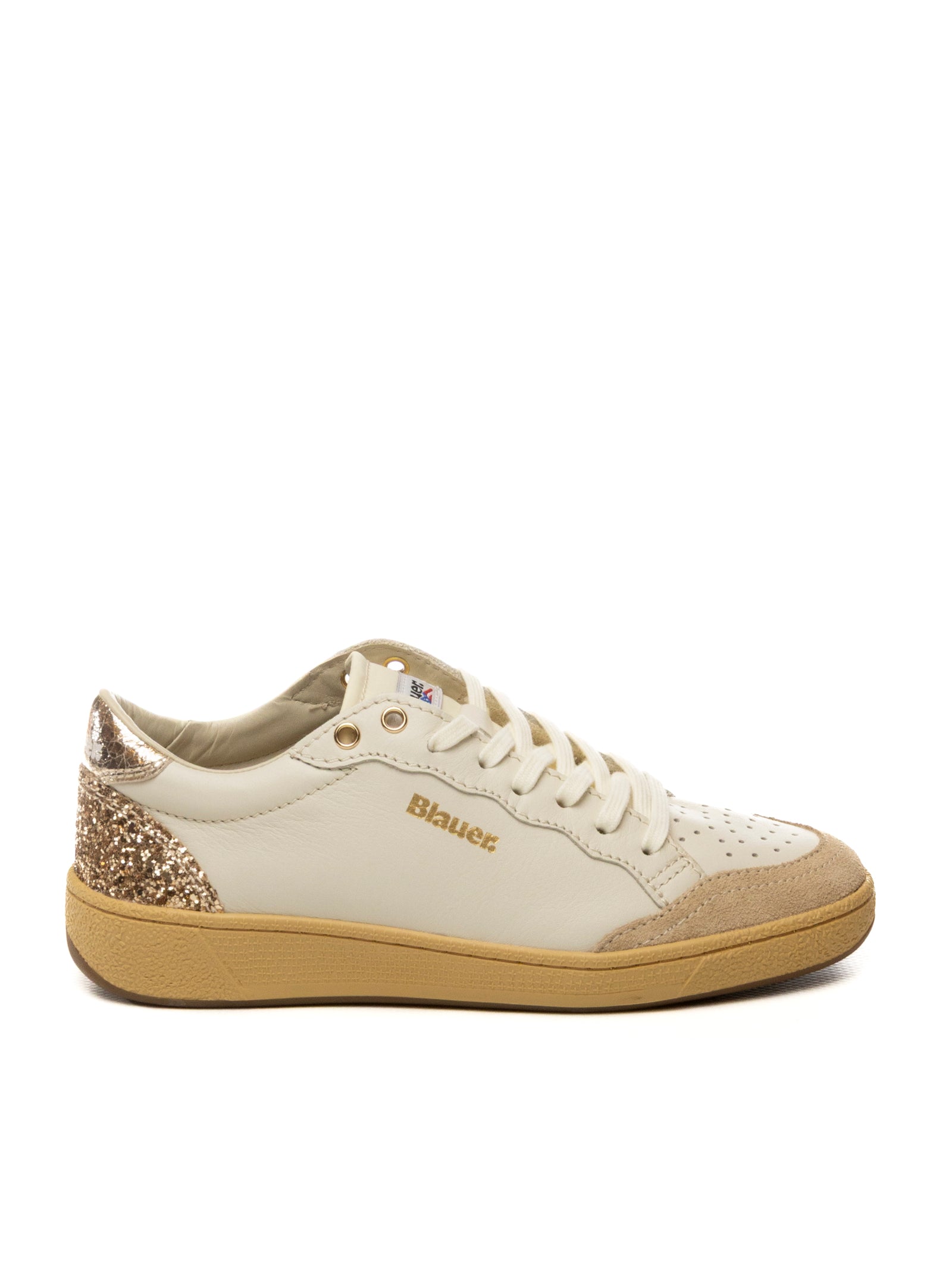 BLAUER Sneaker olympia pelle bianco/oro OLYMPIA2.0 PELLE-WHI/PLAT 