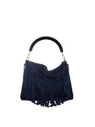 DI LORENZO borsa a spalla fiorellino blu FIORELLINO CAMOSCIO-BLU 