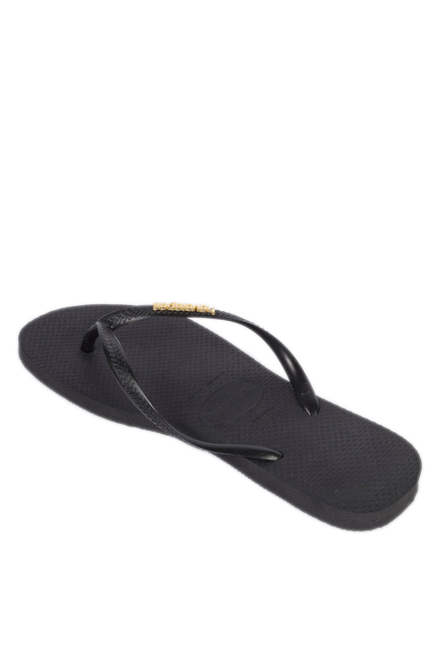 HAVAIANAS infradito slim logo met nero/ oro 4119875 SLIM LOGO MET-1924 