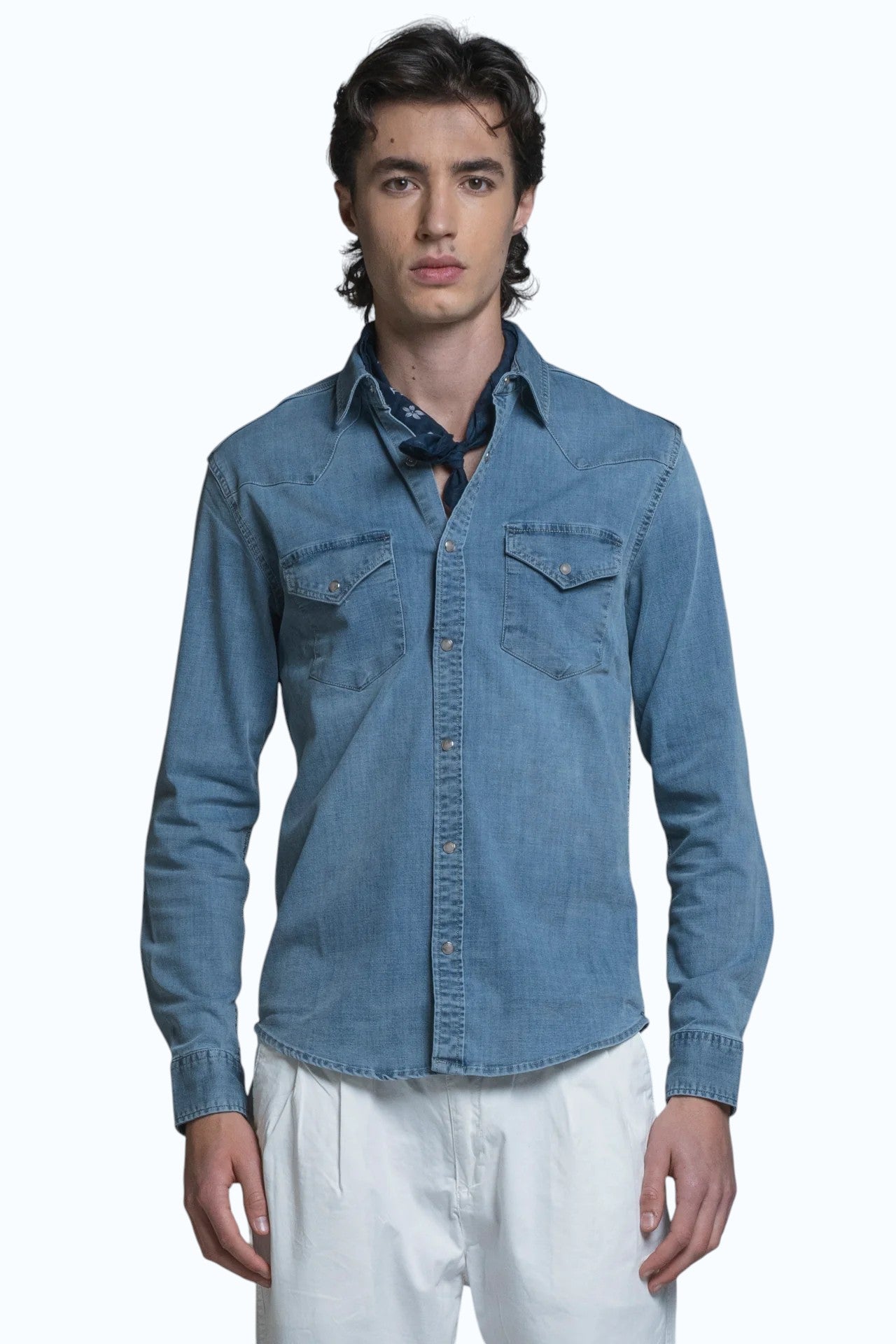 IMPURE camicia denim azzurra FORD DENIM-C49 