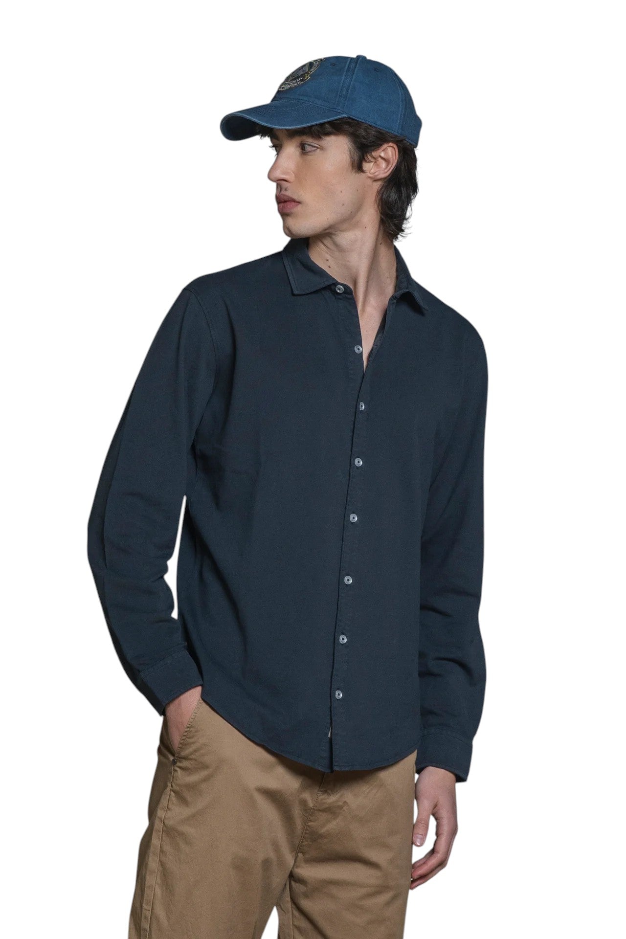 IMPURE camicia cotone blu RILEY COTONE-C01 