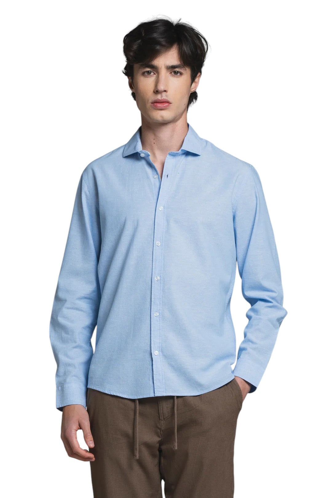 IMPURE camicia lino azzurra RILEY LINO-C25 