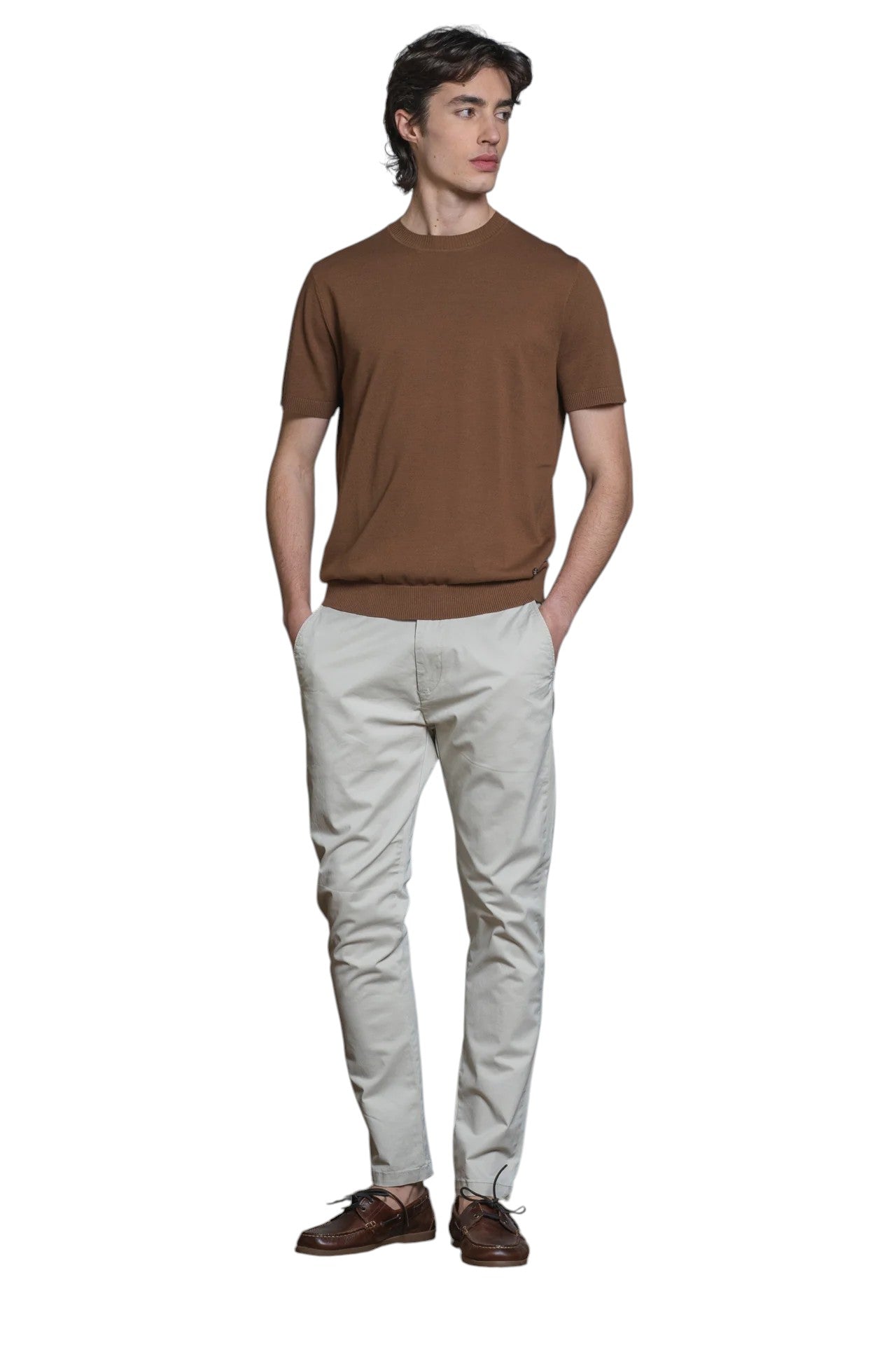 IMPURE girocollo cotone marrone SAMUEL COTONE-157 