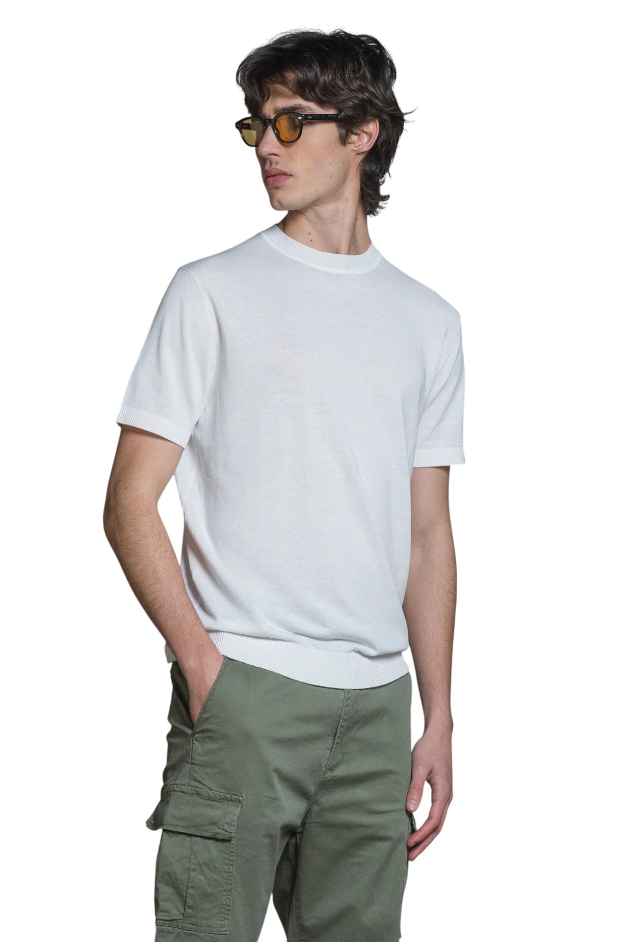 IMPURE girocollo cotone bianco SAMUEL COTONE-C24 