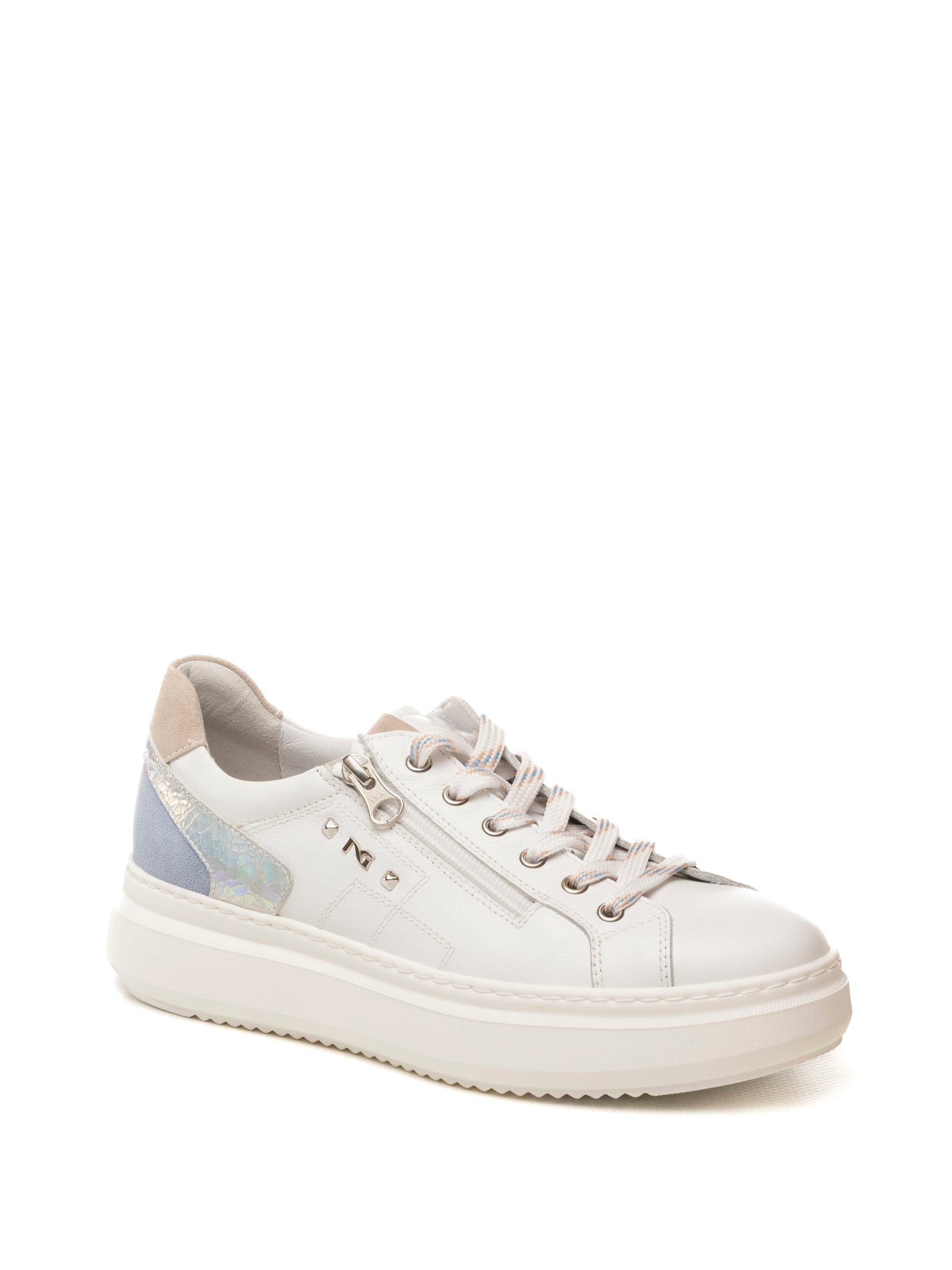 NERO GIARDINI Sneaker pelle bianco/azzurro/rosa E615285 CILE-707 