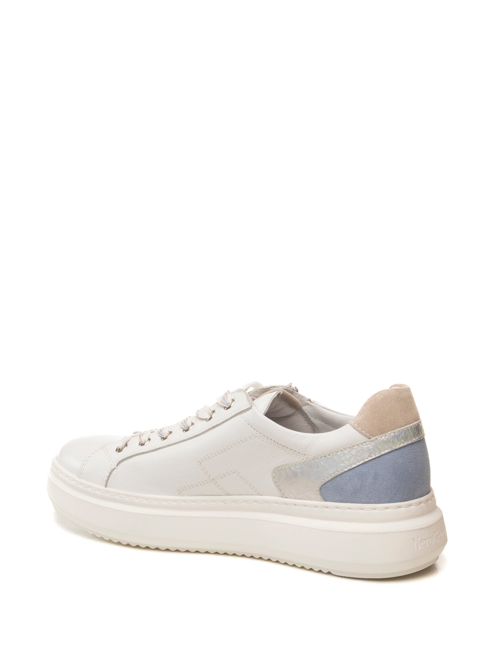 NERO GIARDINI Sneaker pelle bianco/azzurro/rosa E615285 CILE-707 