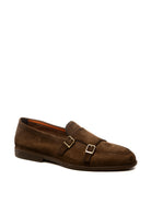 SANTONI Mocassino doppia fibbia camoscio moro 19006 BROWN-M21 