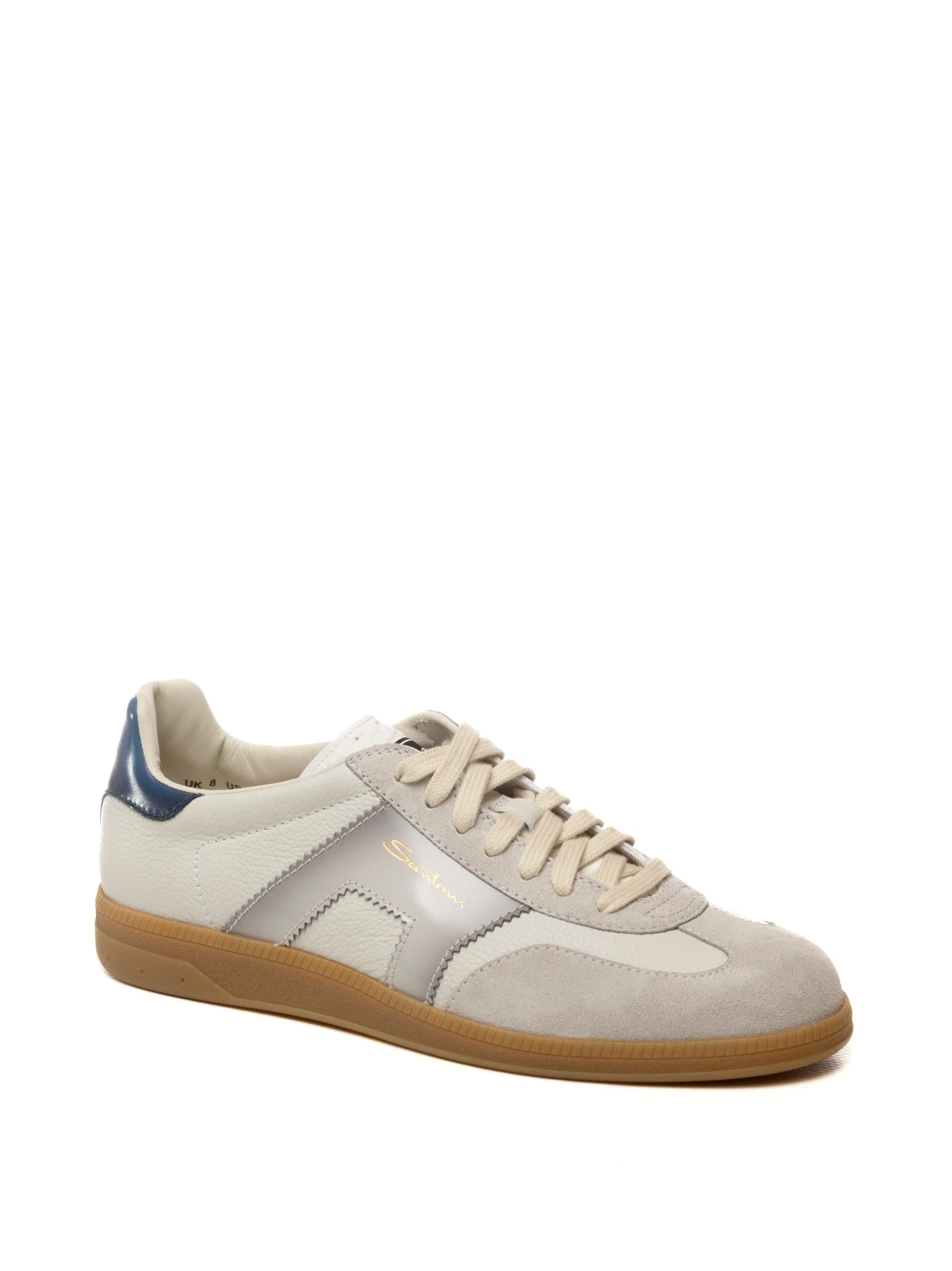 SANTONI Sneaker pelle bianco/blu 21965 WHITE-132 