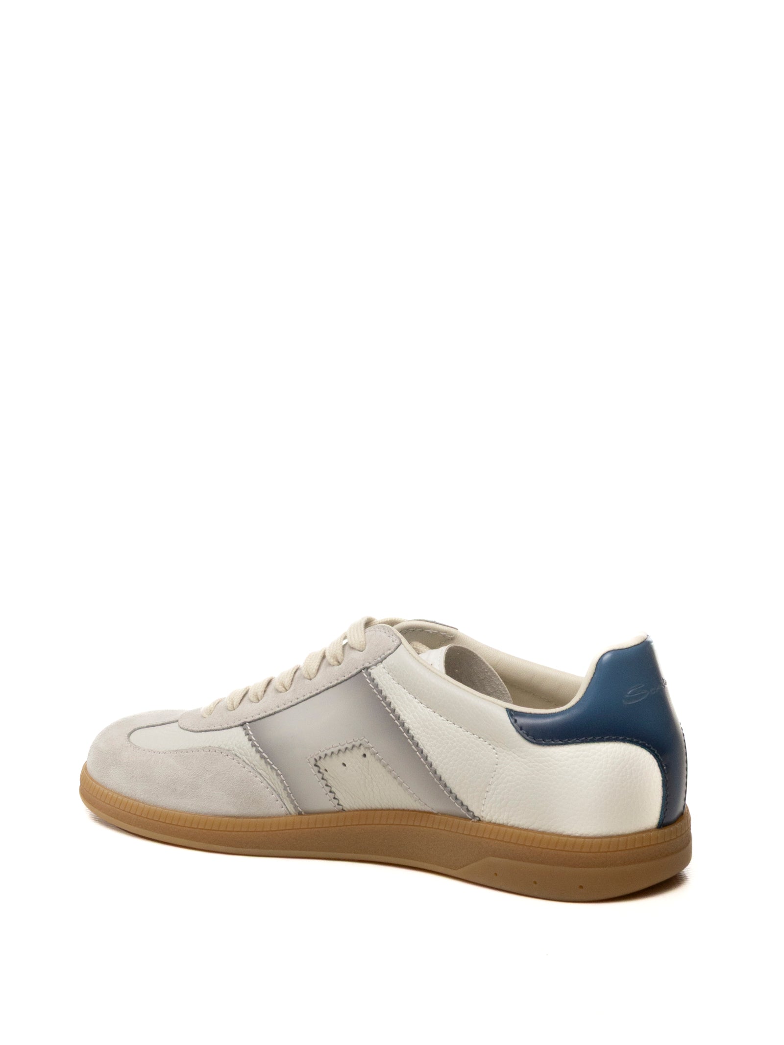 SANTONI Sneaker pelle bianco/blu 21965 WHITE-132 