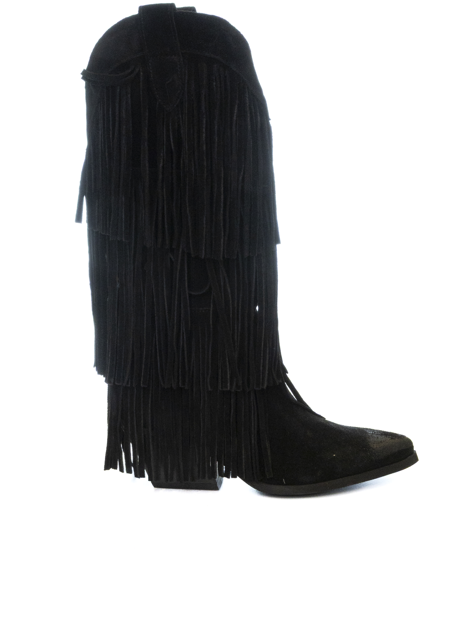 Stivali Western Donna Con Frange E Tacco A Spillo – IF GA049 Effetto Camoscio