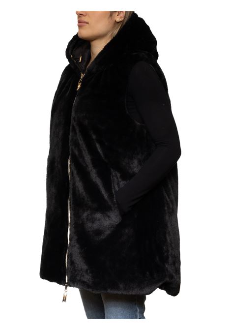 black fur sleeveless jacket MORE | W2028PELO-NERO