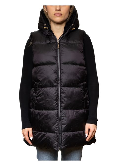 black fur sleeveless jacket MORE | W2028PELO-NERO