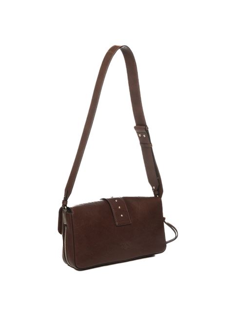 brown/silver one slouchy zip shoulder bag PINKO | 105081-A2JGONESLOUCHYZIP-L74E