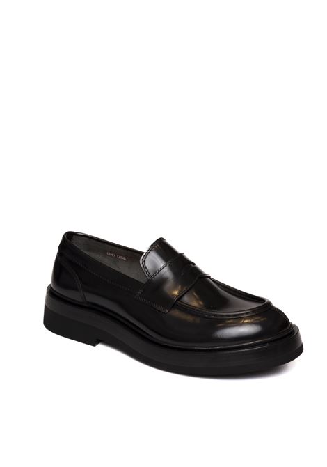 black brushed loafer SANTONI | 18365PELLE-N01