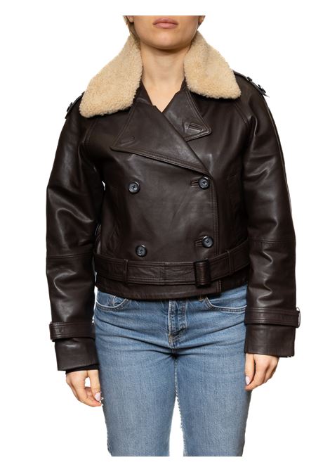 dark brown leather coat TOSCABLU | 57J54PELLE-C60