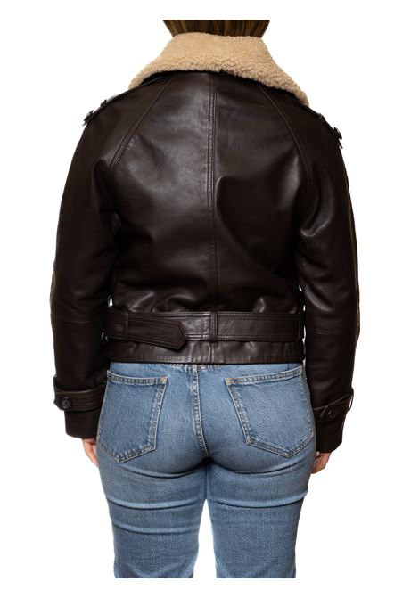 dark brown leather coat TOSCABLU | 57J54PELLE-C60