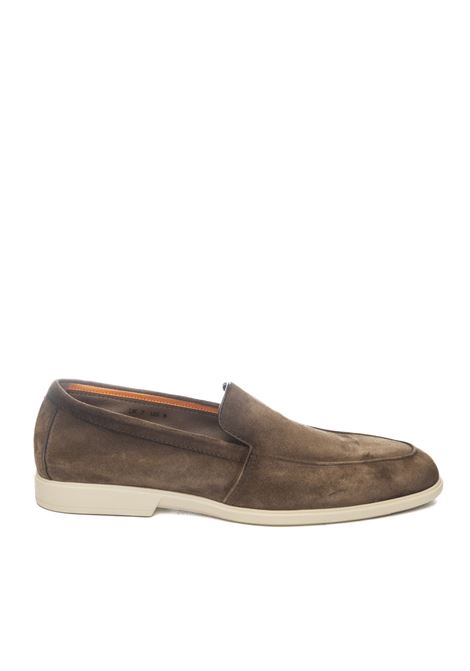 dark brown suede loafer SANTONI | 18829SUEDE-M21