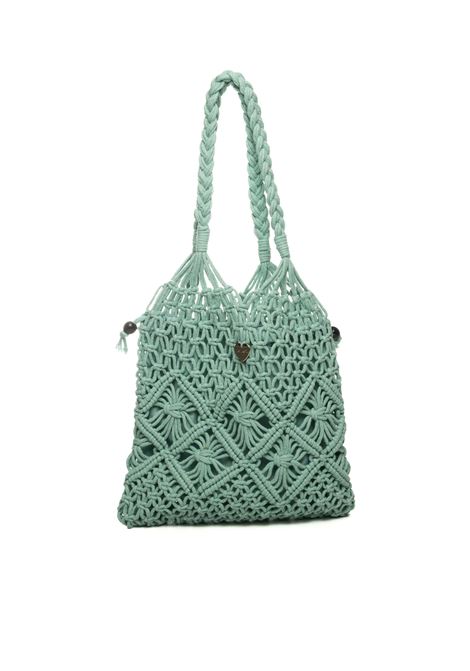 aqua green macramé shoulder bag HATYOU | BP0328MACRAME-ACQUA