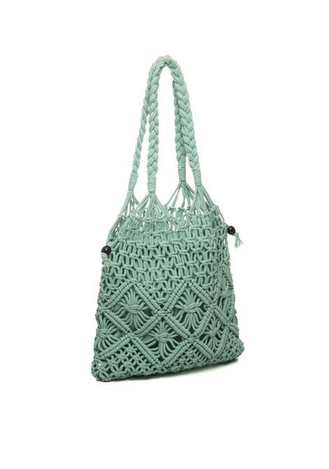 aqua green macramé shoulder bag HATYOU | BP0328MACRAME-ACQUA