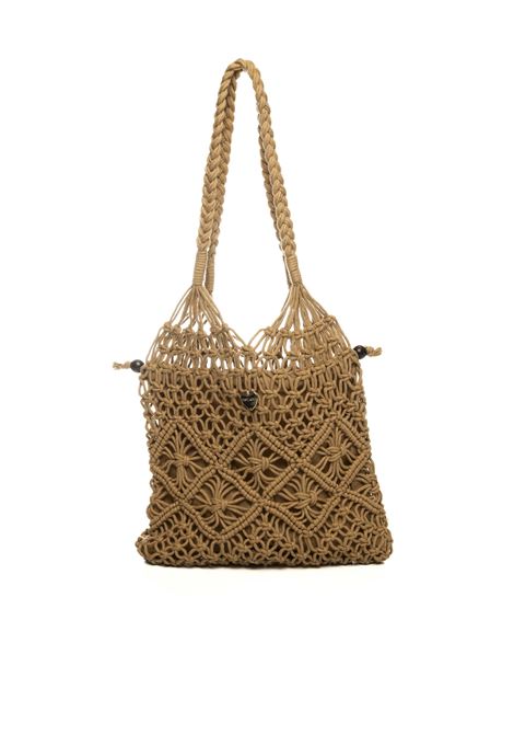camel macramé shoulder bag HATYOU | BP0328MACRAME-CAMMELLO