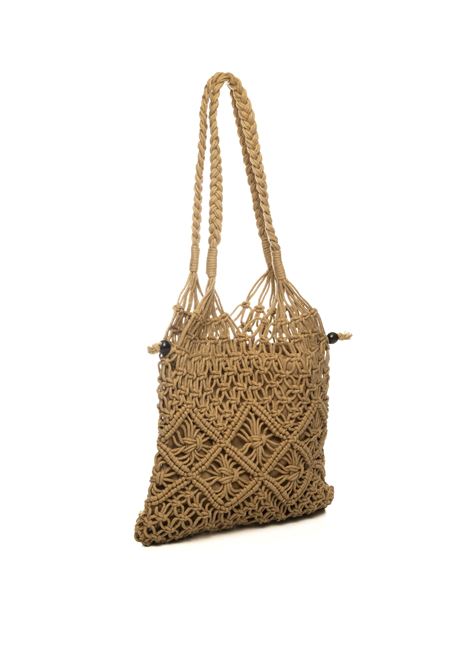 camel macramé shoulder bag HATYOU | BP0328MACRAME-CAMMELLO