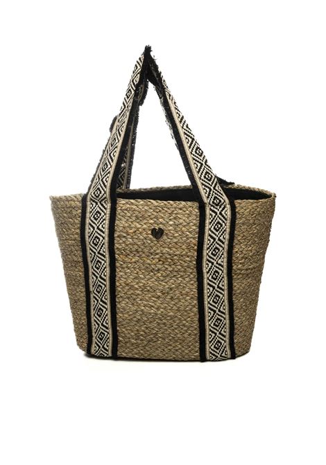 natural/black shoulder bag HATYOU | BP0339TESSUTO-NATURALE