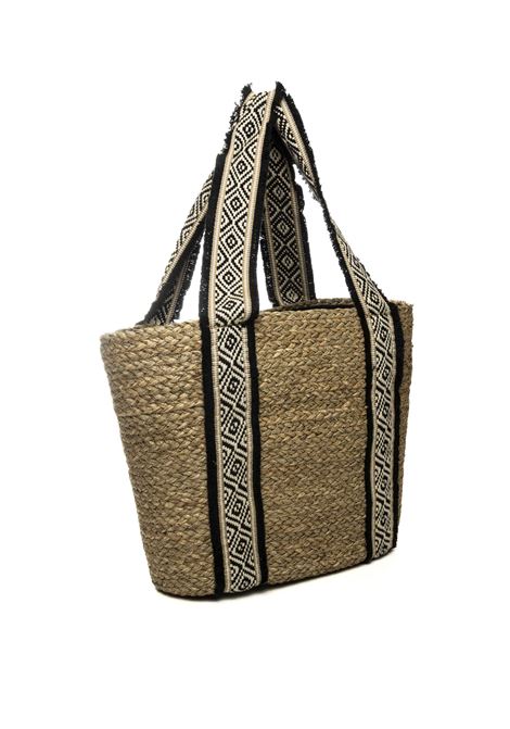 natural/black shoulder bag HATYOU | BP0339TESSUTO-NATURALE
