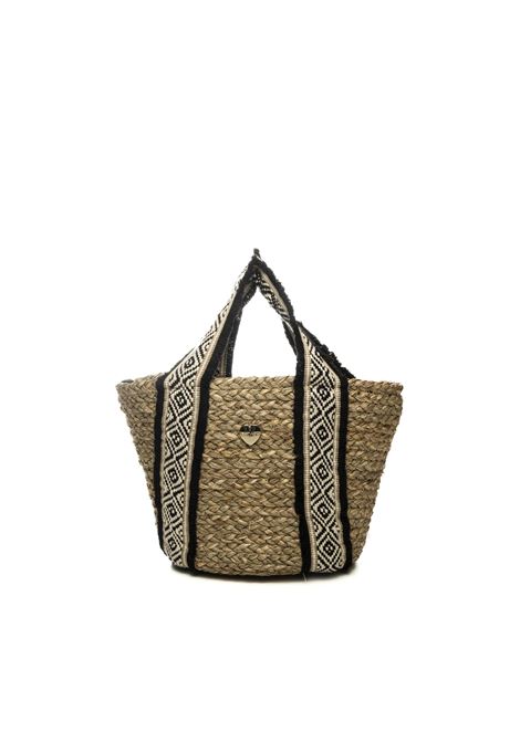 natural/black handbags HATYOU | BP0341TESSUTO-NATURALE
